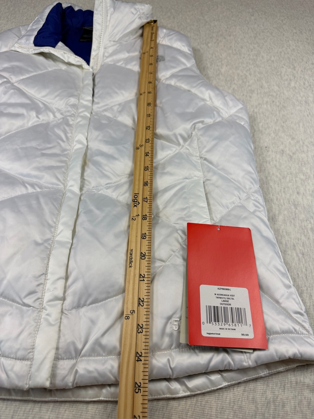 NWT The North Face Aconcagua 550 Goose Down Puffer Vest Women’s Large White Blue - Picture 11 of 13